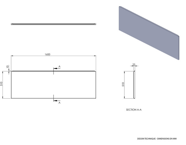 Tablier frontal ABS H. 51 cm x Ep. 2,5 cm x l. 160 cm - Brico Dépôt