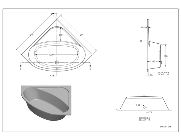 Baignoire d'angle NF "Calicia" L. 140 x l. 140 cm - Cooke and Lewis - Brico Dépôt