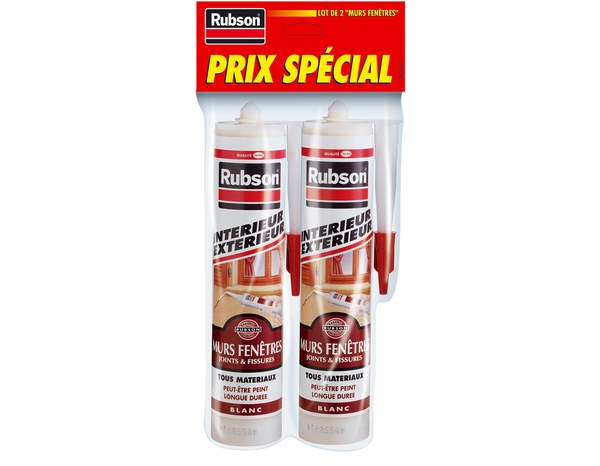 Lot de 2 cartouches mastic maison acrylique murs-fenêtres blanc 280 ml - Rubson - Brico Dépôt