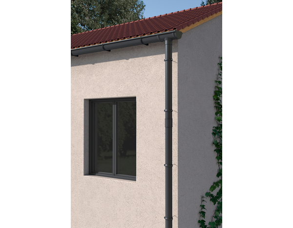 Descente de gouttière ronde PVC gris anthracite Ø 80 - 2 mètres - First - Brico Dépôt