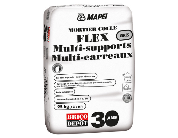 Mortier-colle Flex multi-supports gris - Sac de 25 kg - Mapei - Brico Dépôt