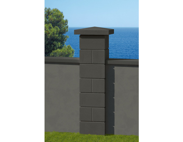 Chapeau de pilier carré en béton point diamant anthracite 40 x 40 cm - Brico Dépôt