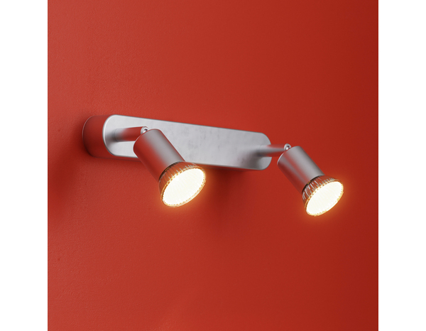 2 Spots GU10 argent 7 W H. 10,5 x L. 26 x l. 4 cm - Brico Dépôt