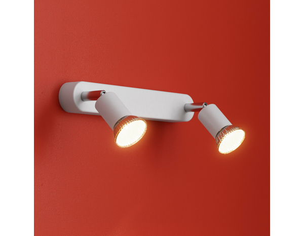 2 Spots GU10 blanc 7 W 220 - 240V H. 10,5 x L. 26 x l. 4 cm - Brico Dépôt