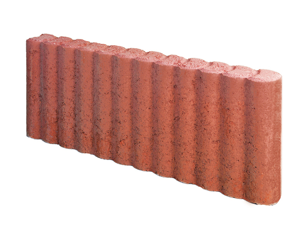 Bordure en béton rouge - 20 x50 cm, Ép. 6,5 cm  finition cannelée - Brico Dépôt