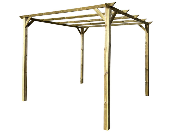 Pergola en pin sylvestre 300x300x 244 cm, structure 4 poteaux 9x9 cm - Brico Dépôt
