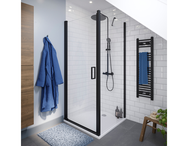 Porte de douche pivotante "Calia" l.90 cm en verre transparent - Cooke and Lewis - Brico Dépôt