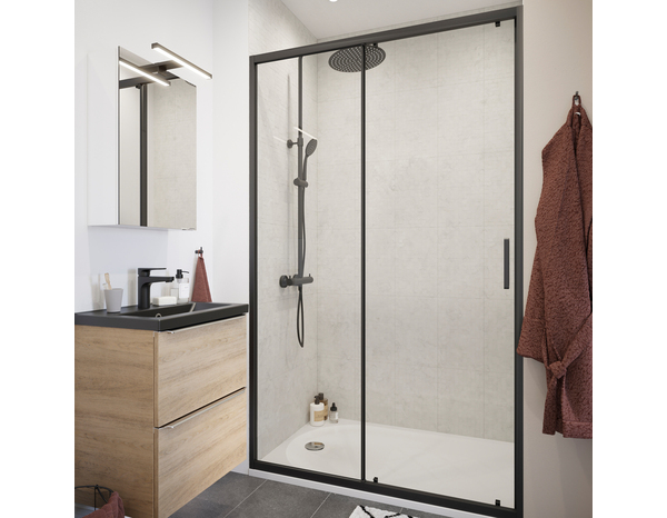 Porte de douche coulissante "Calia" l.120 cm en verre transparent - Cooke and Lewis - Brico Dépôt