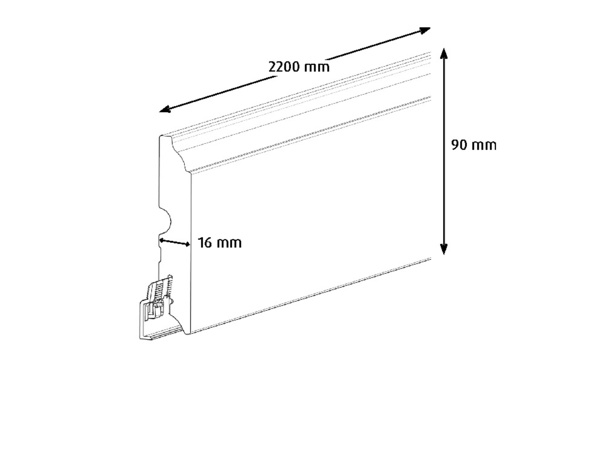 Plinthe moulurée blanche L. 220 cm x l. 90 mm x Ép. 16 mm - GoodHome - Brico Dépôt