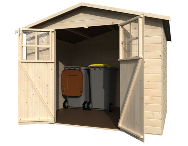 Abris de jardin en bois TOM 4,49 m² épicéa, porte vitrée 120x164 cm, plancher inclus - Brico Dépôt