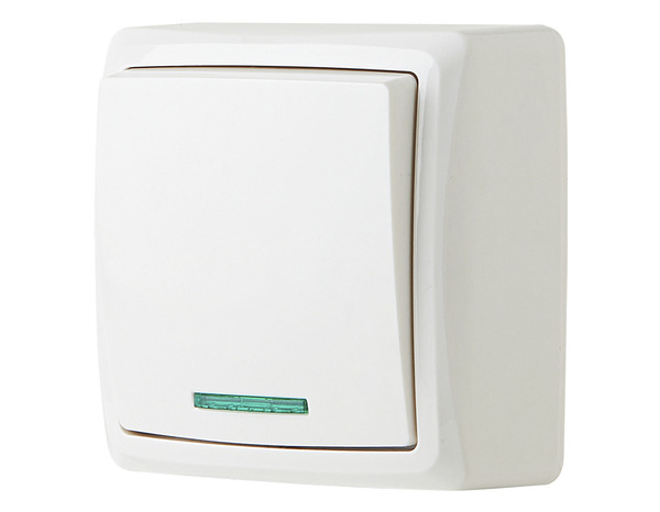 Interrupteur va et vient à voyant en saillie blanc "Barran" - Brico Dépôt