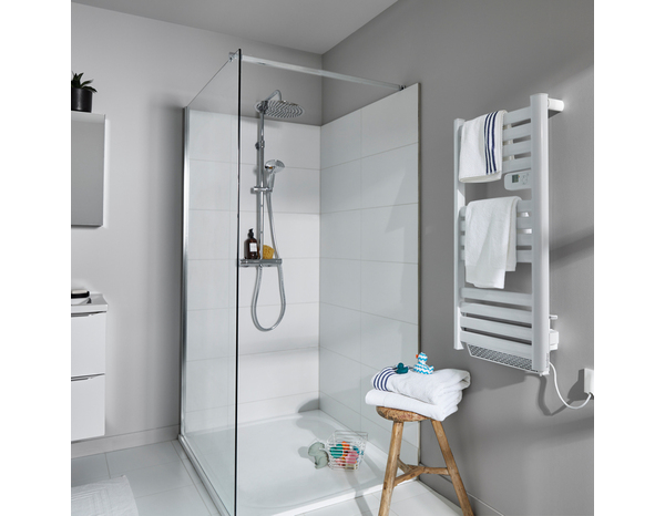 Sèche-serviettes avec barres plates "Melor" 500 W + Soufflerie 1 000 W - Brico Dépôt