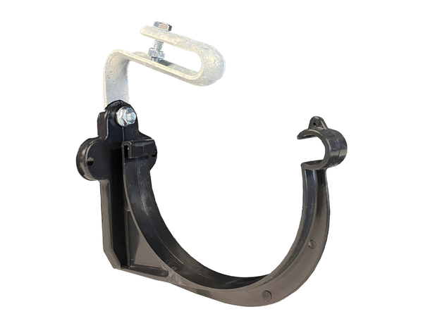 Crochet bandeau 25 mm PVC gris anthracite avec étrier galvanisé  - First - Brico Dépôt