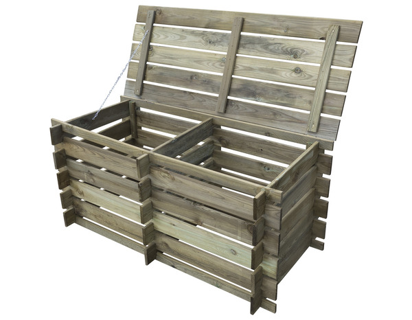 Composteur double en pin 390 L - L. 116 x l. 58 x H. 55 cm. - Brico Dépôt