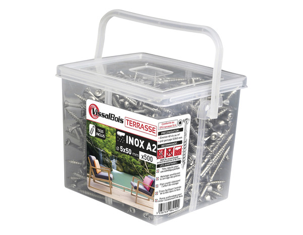Seau de 550 vis inox A2 pour terrasse 5 x 50 mm - Brico Dépôt