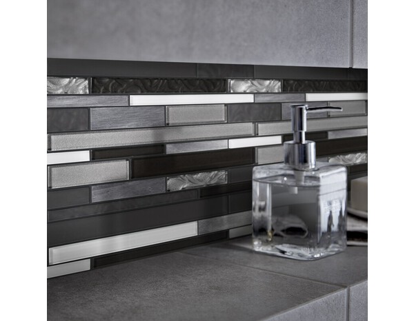 Mosaïque "Palermio" noir/blanc - l. 29,4 x L.29,8 cm - Colours - Brico Dépôt