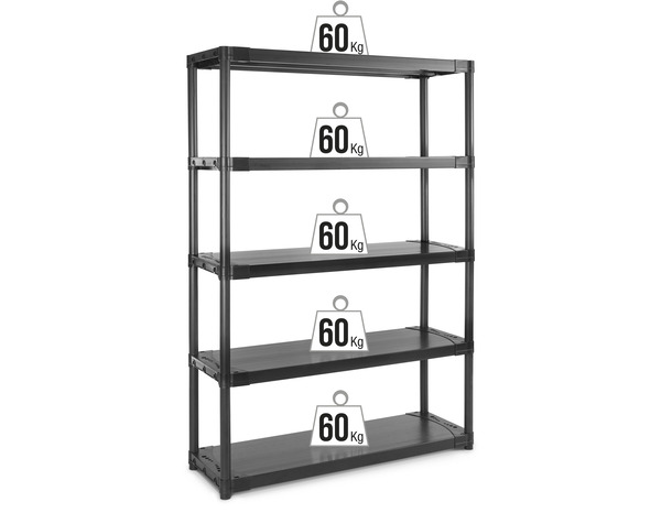 Etagère résine noir "Liane" l. 120 cm x H. 175 cm x P. 40 cm - Cooke and Lewis - Brico Dépôt