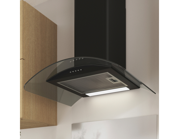 Hotte cheminée incurvée en verre noire - 60 cm - Cooke and Lewis - Brico Dépôt