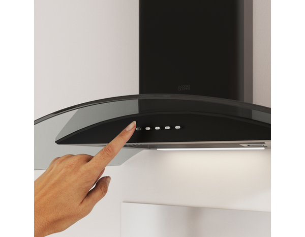 Hotte cheminée incurvée en verre noire - 60 cm - Cooke and Lewis - Brico Dépôt