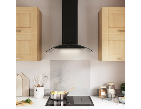 Hotte cheminée incurvée en verre noire - 60 cm - Cooke and Lewis - Brico Dépôt