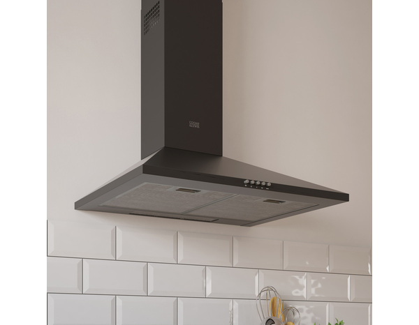 Hotte cheminée de cuisine noire - 60 cm - Brico Dépôt