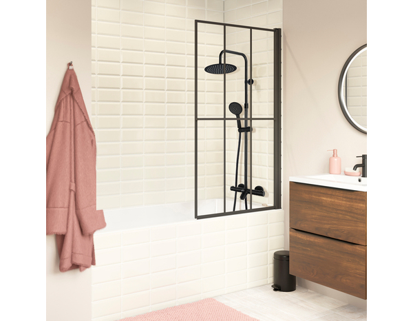 Pare-baignoire noir mat - L.80 X H.140 EP.6 MM - Cooke and Lewis - Brico Dépôt