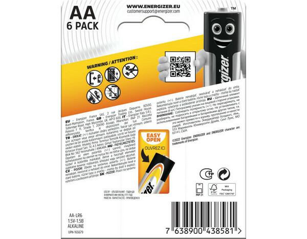 Lot de 6 piles Alcalines Power AA/LR6 - Energizer - Brico Dépôt