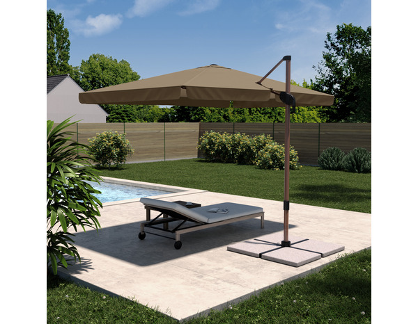 Parasol déporté marron "Asara" L. 200 x l.300 cm - Marque BLOOMA - Brico Dépôt