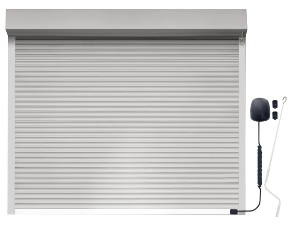 Porte de garage blanche à enroulement motorisée H. 200 cm L. 240 cm - Brico Dépôt