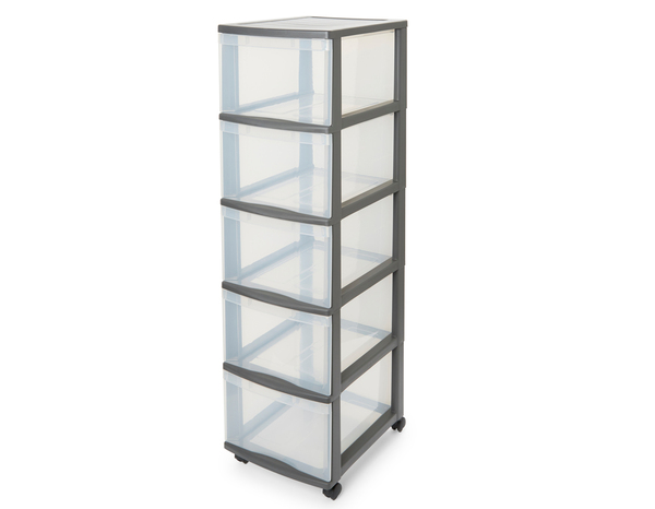 Tour de rangement grise 5 tiroirs à roulettes "Kontor" - Form - Brico Dépôt