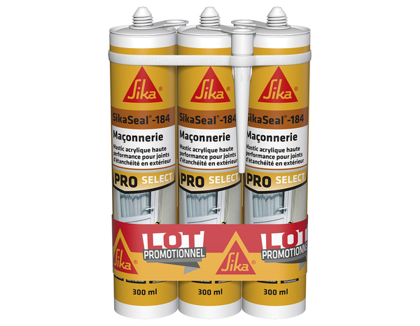 Lot de 3 mastic SikaSeal 184 maçonnerie blanc - 300 ml - Sika - Brico Dépôt