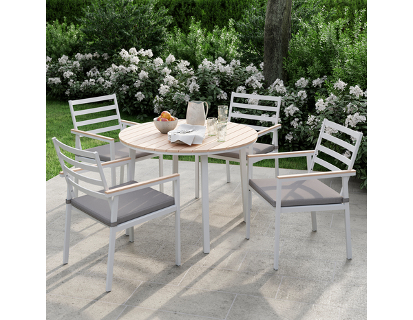 Table en aluminium et plateau contre-plaqué 102 x H. 75 cm "Polywood Azalis" - Marque BLOOMA - Brico Dépôt