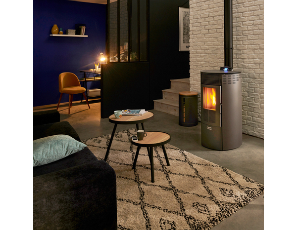 Poêle à granulés télécommandé "Elipse 12C" - 8,7 kW gris - L. 52,5cm x H. 95,6 cm - Brico Dépôt