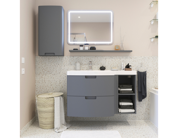 Étagère de salle de bains gris Himalia L.105 x P. 15 cm - GoodHome - Brico Dépôt