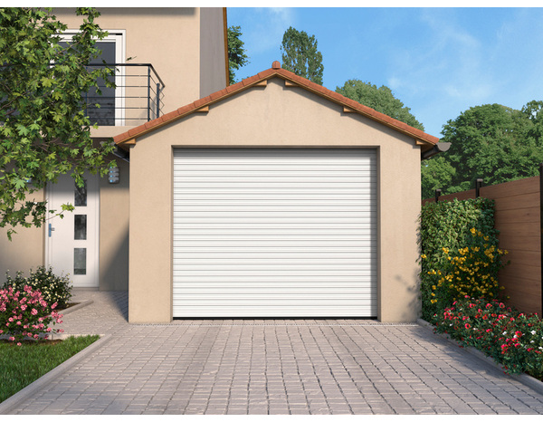 Porte de garage blanche à enroulement motorisée H. 200 cm L. 240 cm - Brico Dépôt