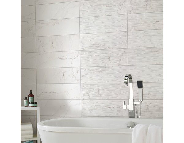 Décor mural "Elegance marble" blanc - l. 20 x L. 60 cm - GoodHome - Brico Dépôt