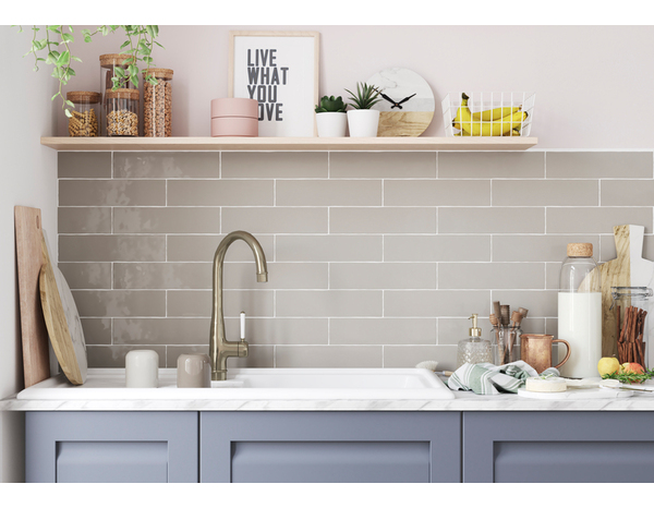 Carrelage mural "Vernisse" gris - l. 7,5 x L. 30 cm - GoodHome - Brico Dépôt