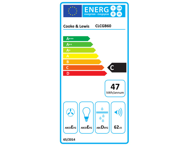 Hotte cheminée incurvée en verre noire - 60 cm - Cooke and Lewis - Brico Dépôt