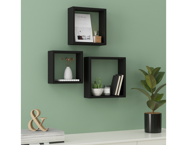 Lot de 3 cubes noir 30 cm "Rabella" - Cooke and Lewis - Brico Dépôt