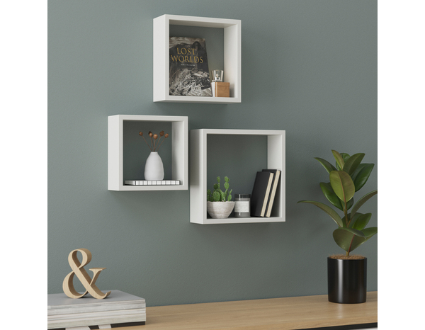 Lot de 3 cubes blanc 30 cm "Rabella" - Cooke and Lewis - Brico Dépôt