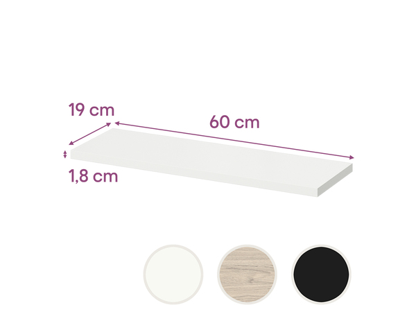 Tablette blanche "Rabella" L. 60 cm x P. 19 cm - ÉP. 18 mm - Cooke and Lewis - Brico Dépôt