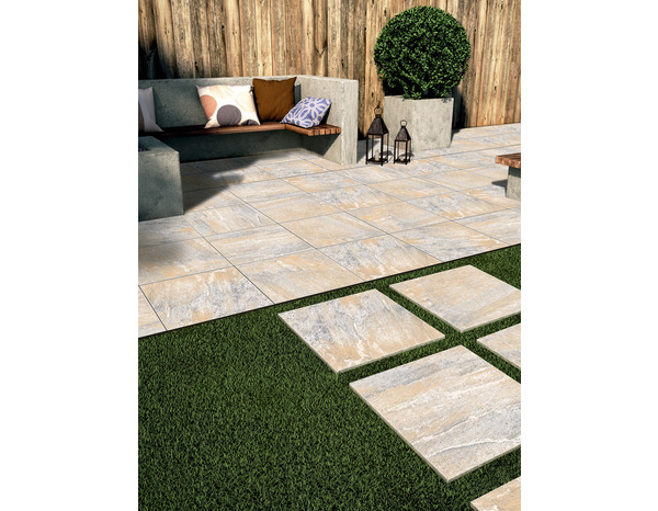 Carrelage de sol extérieur béton beige - L. 60 x l. 60 cm x Ep. 20 mm - Brico Dépôt