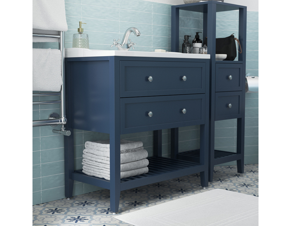 Meuble sous vasque bleu "Perma" L. 80 x H. 80,6 x P. 45 cm - GoodHome - Brico Dépôt