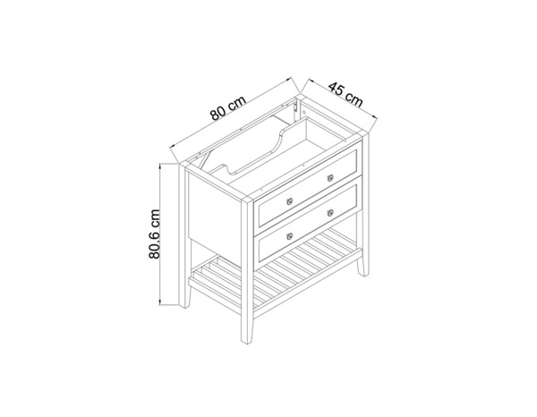 Meuble sous vasque bleu "Perma" L. 80 x H. 80,6 x P. 45 cm - GoodHome - Brico Dépôt