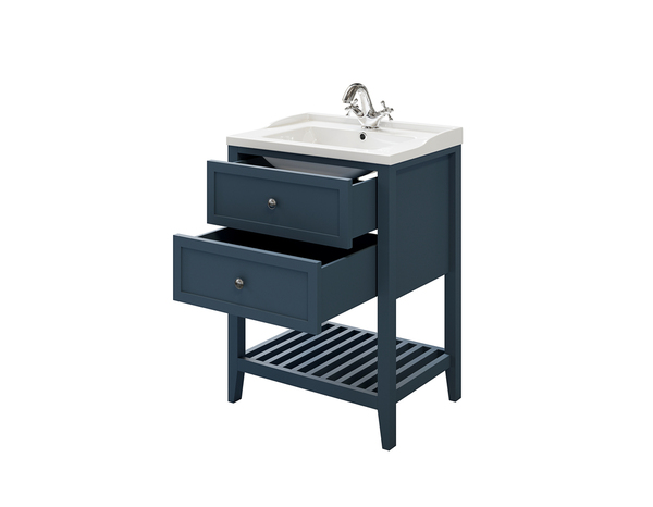 Meuble sous vasque bleu "Perma" L. 60 x H. 80,6 x P. 45 cm - GoodHome - Brico Dépôt