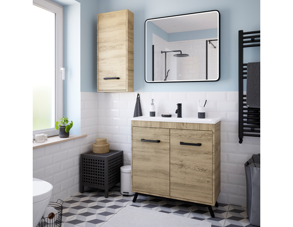 Meuble sous vasque bois "Ladoga"  L. 80 x H. 81 x P. 36 cm - Cooke and Lewis - Brico Dépôt