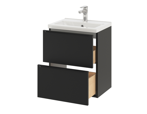 Meuble sous vasque à suspendre noir mat "Idalie" L. 50 x H. 60 x P. 36 cm - Cooke and Lewis - Brico Dépôt