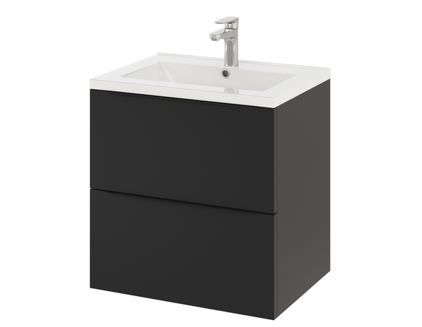 Meuble sous vasque à suspendre noir mat "Idalie"  L. 60 x H. 60 x P. 45 cm - Cooke and Lewis - Brico Dépôt