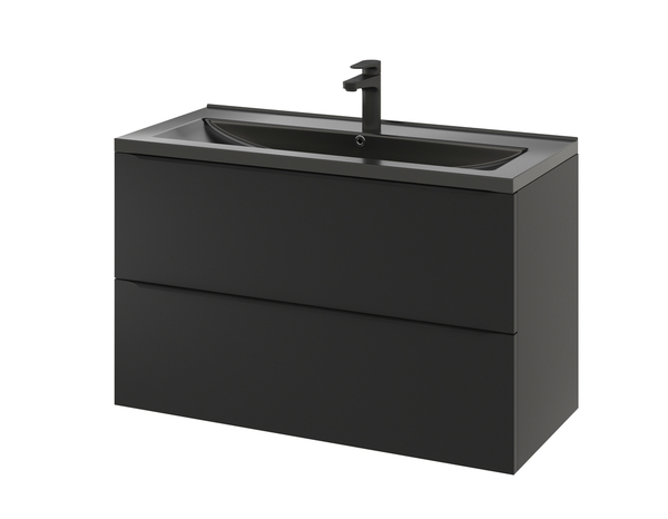 Meuble sous vasque à suspendre noir mat "Idalie" L. 100 x H. 60 x P. 45 cm - Cooke and Lewis - Brico Dépôt