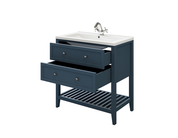 Meuble sous vasque bleu "Perma" L. 80 x H. 80,6 x P. 45 cm - GoodHome - Brico Dépôt